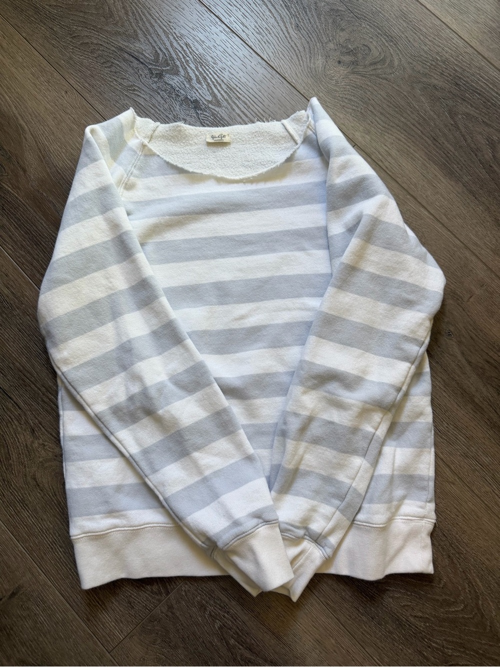 John Galt Striped Off the Shoulder Sweatshirt